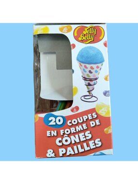 Jelly Belly 20 Snow Cone Cups Scoop Straws Shaved Ice Sumer Pool Party New
